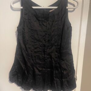 H&M Top Sleeveless Fitted Pleats Boatneck Black Back Metal Zipper 8 whimsy goth